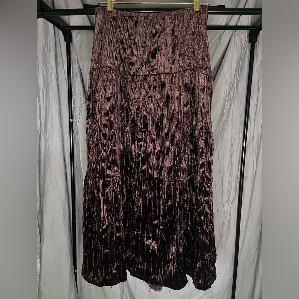 velvet maxi skirt